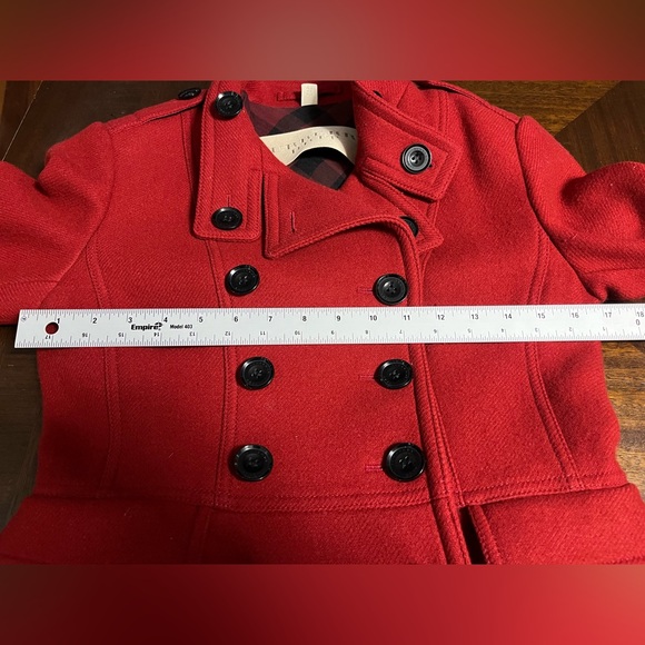 Burberry Brit  Wool Pea Coat Red Women’s US Size 6 Authentic (Read Description) - Picture 12 of 15